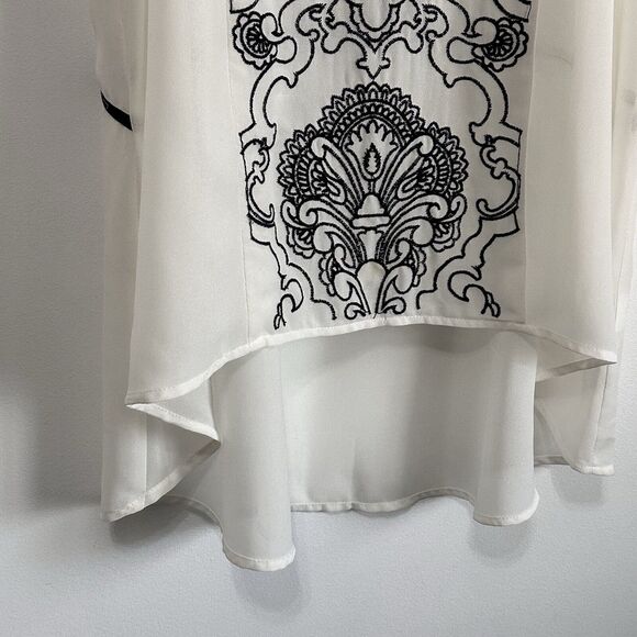 do&be Tank Top M Sheer White Embroidered Sleeveless Layering Summer Boho Tunic - Picture 5 of 11